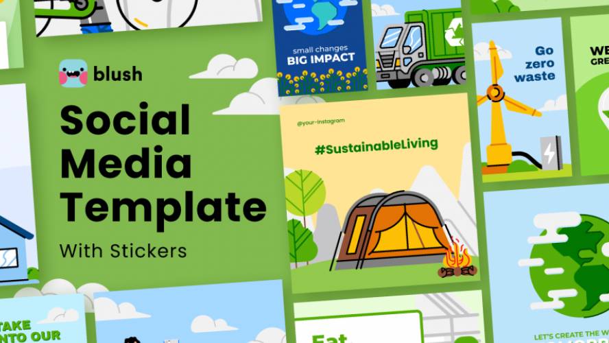 Figma Social Media Template with Go Green Stickers
