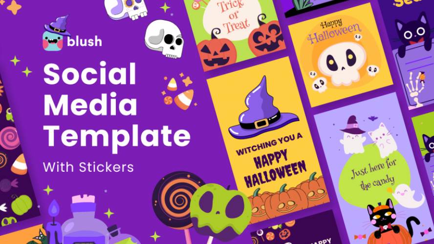 Figma Social Media Template with Halloween Stickers