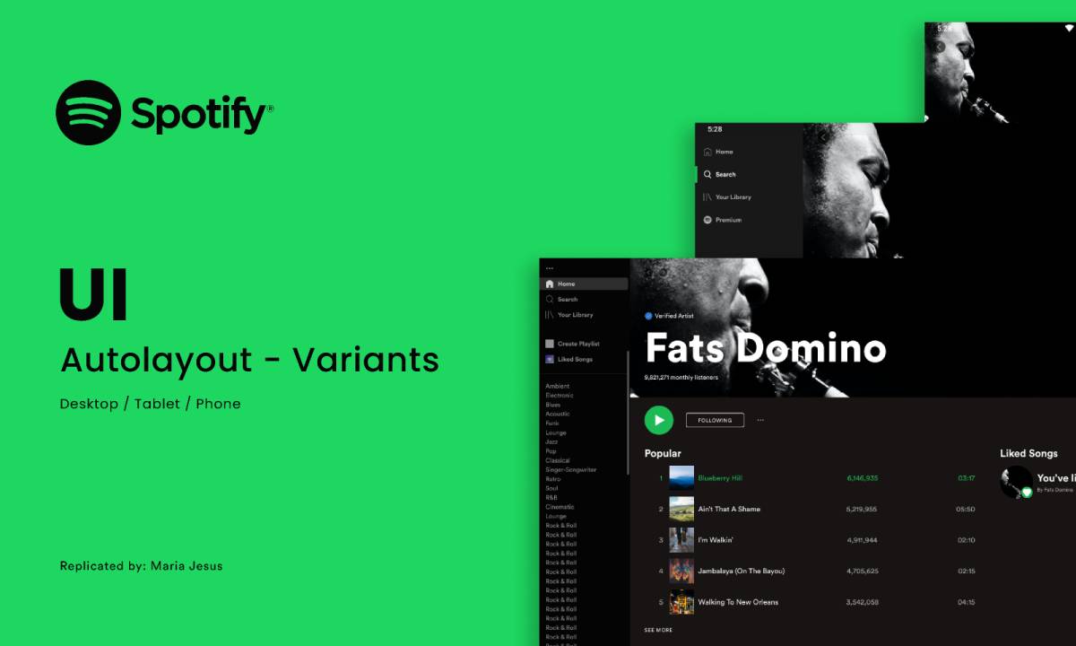 Figma Spotify UI Auto-layout Variants