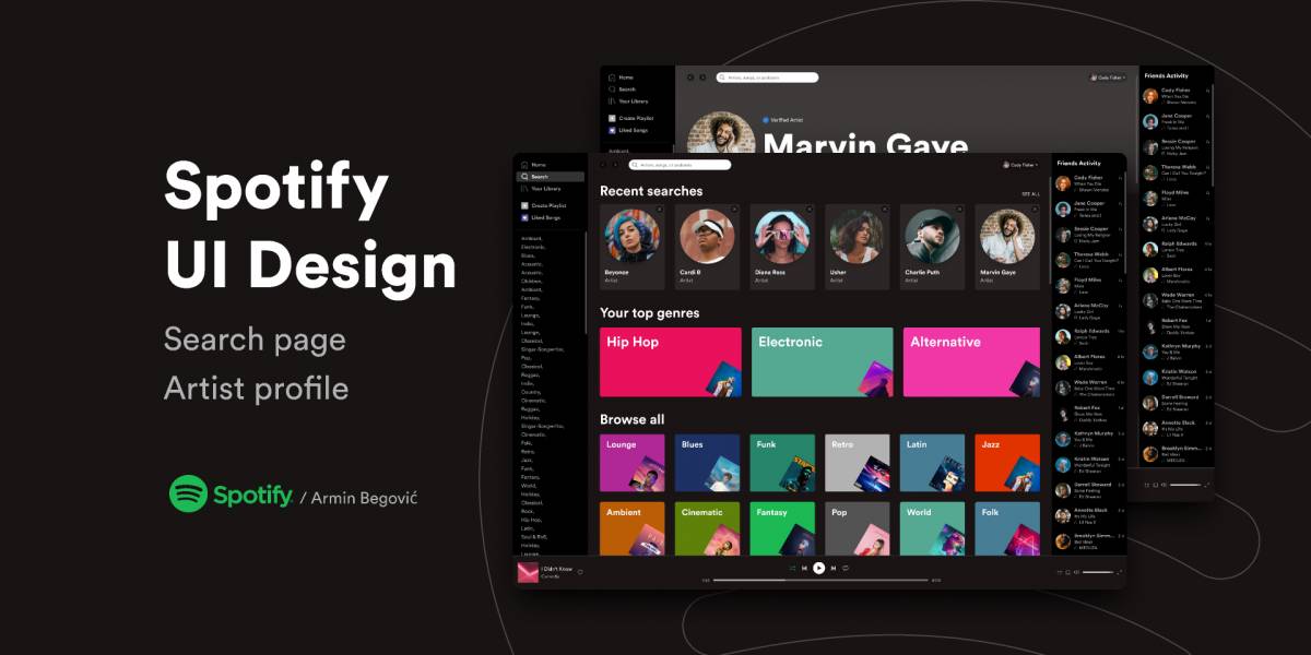 Figma Spotify UI Design (Search/Artist Profile)
