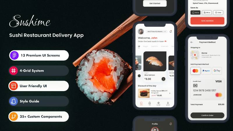 Figma Sushime Sushi Home Delivery App