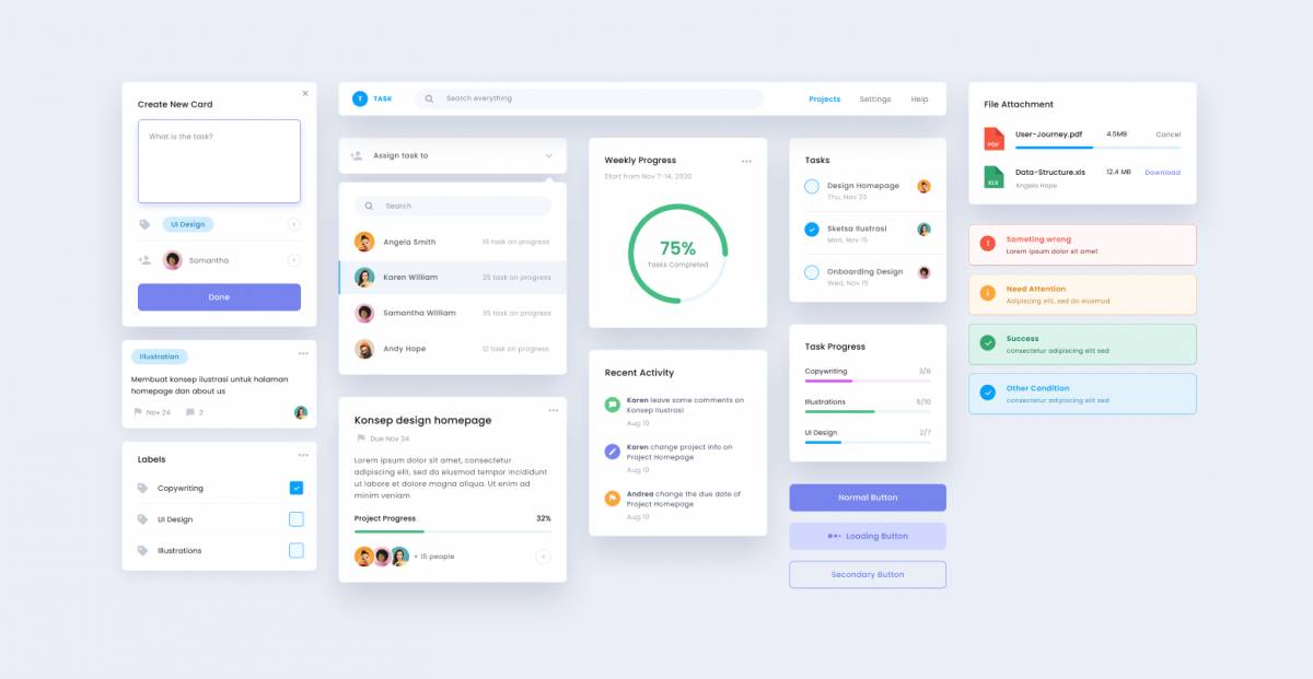 Figma Task Management - UI Component free template