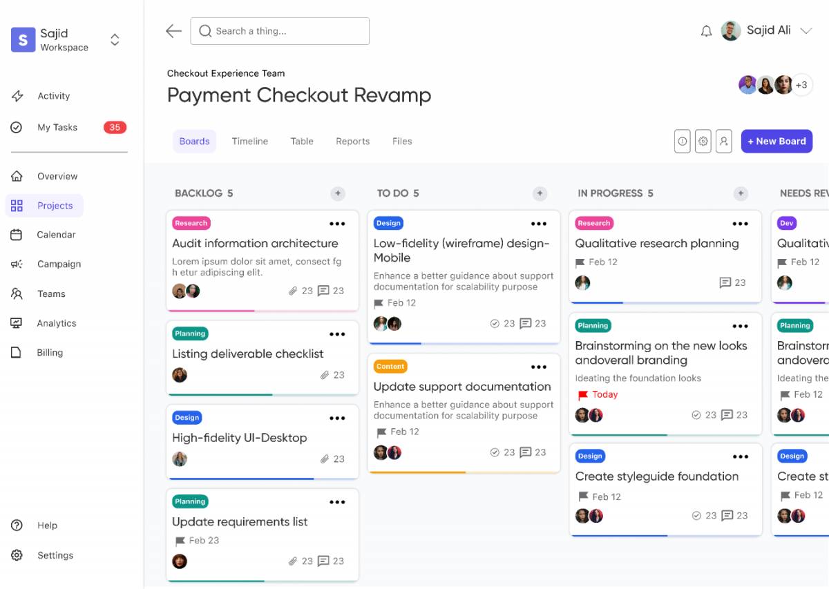 Figma Task Management dashboard