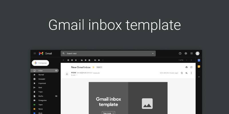 Figma template Gmail Inbox Dark Theme