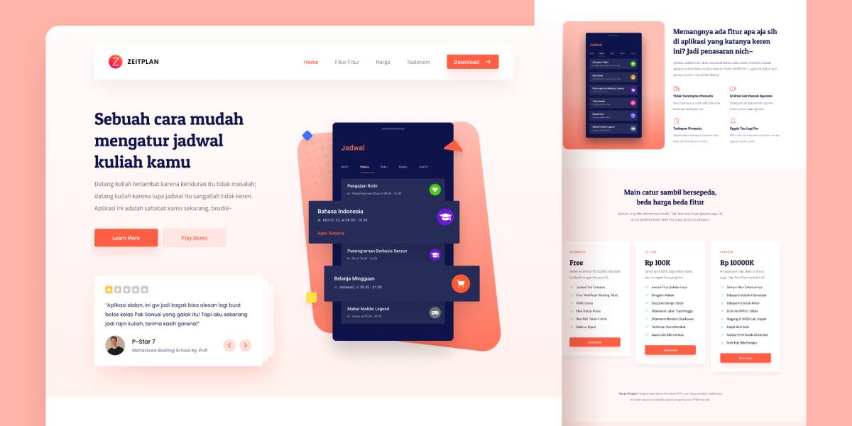 Figma The Zeitplan Landing Page UI Design