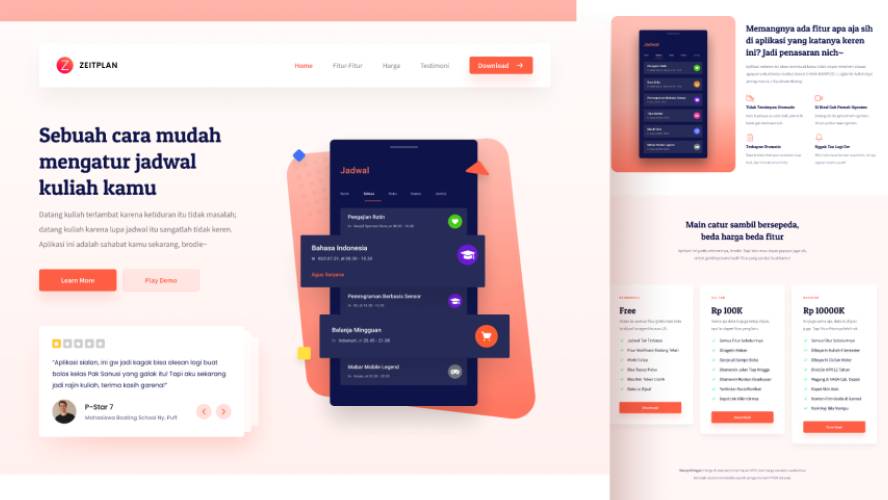 Figma The Zeitplan Landing Page UI Design