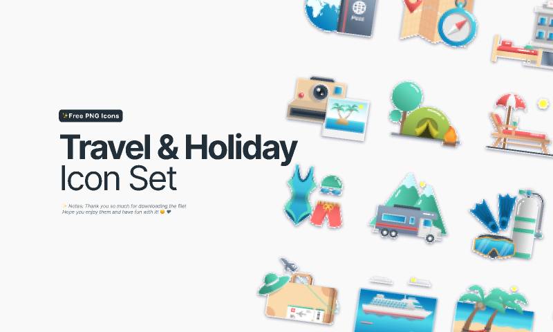 Figma Travel & Holiday Icon Set Free Download