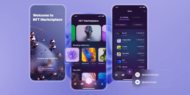 Figma UI Design a Dark Mode NFT app