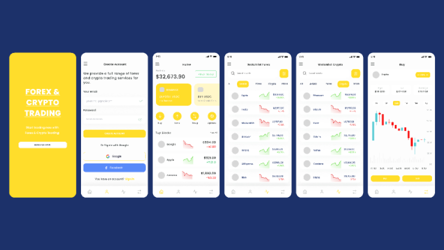 Figma UI kit - Cryptocurrency Trading & Forex Market App Free Download