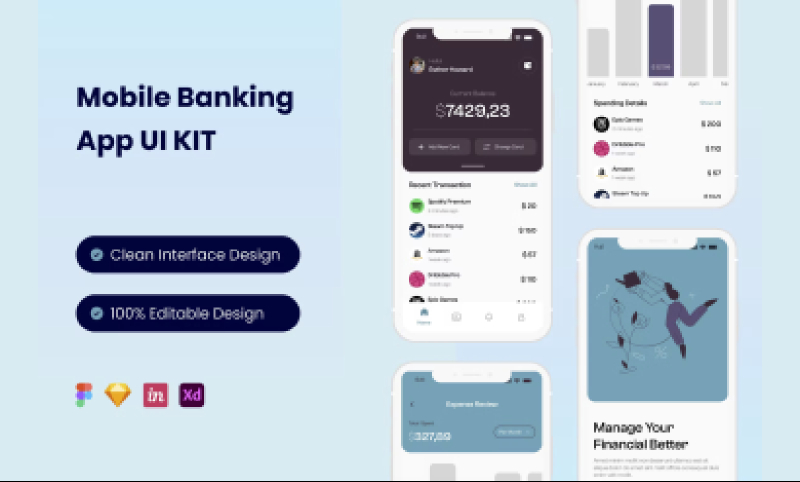 Figma UI kit - Mobile Banking Mobile App Free Download