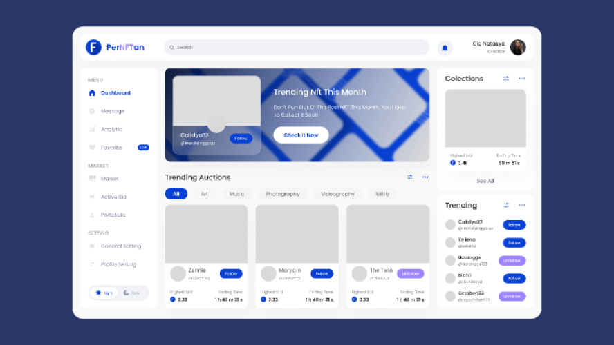 Figma UI kit - NFT dashboard Free Download