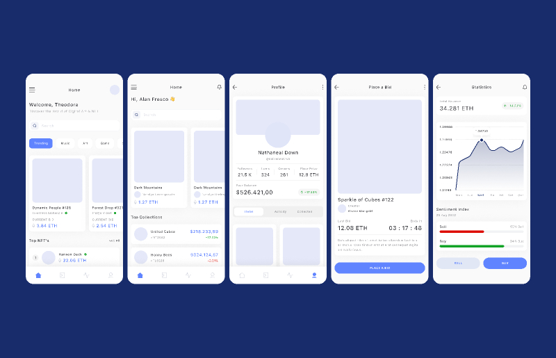 Figma UI kit - NFT Marketplace Mobile App Free Download