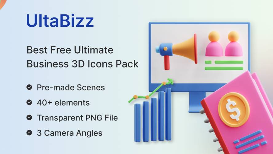 Figma UltaBizz – Best Free Ultimate Business 3D Icons Pack