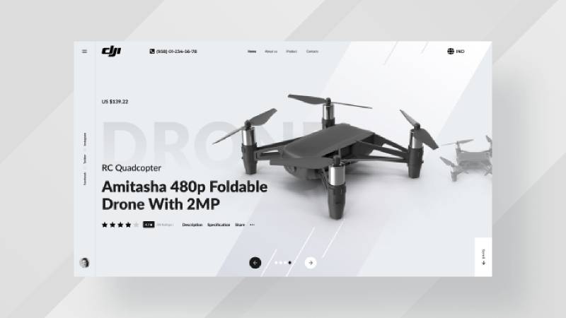 Figma Web Design UI Kit Product Page Template - Drone Camera