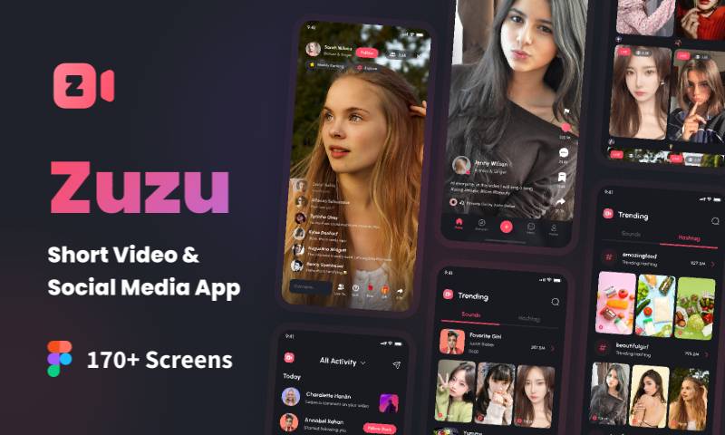 Figma Zuzu - Short Video & Social Media App UI Kit