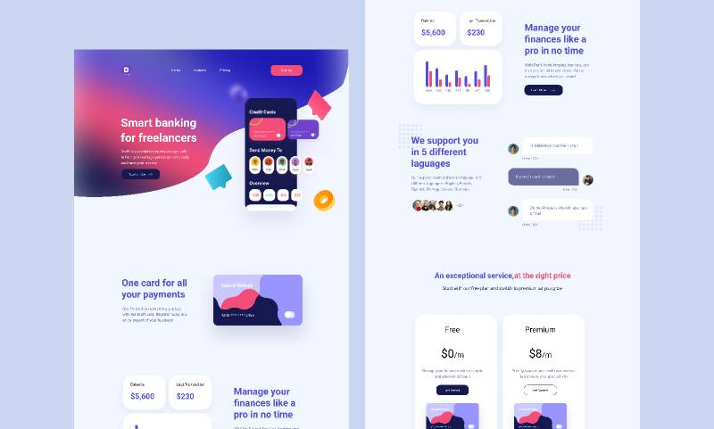 Finance App Landing Page Design Figma Template