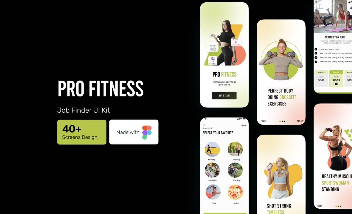 Fitness App UI Kit Figma Mobile Template