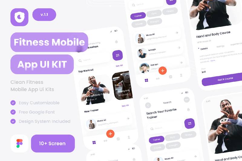 fitness Mobile app - Free Figma Mobile Template