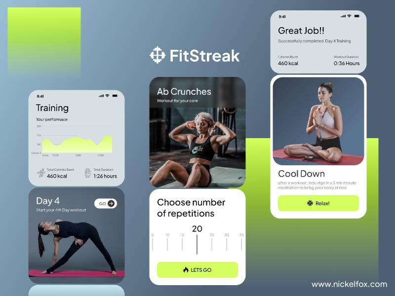 Fitstreak - Fitness App Figma Mobile Template