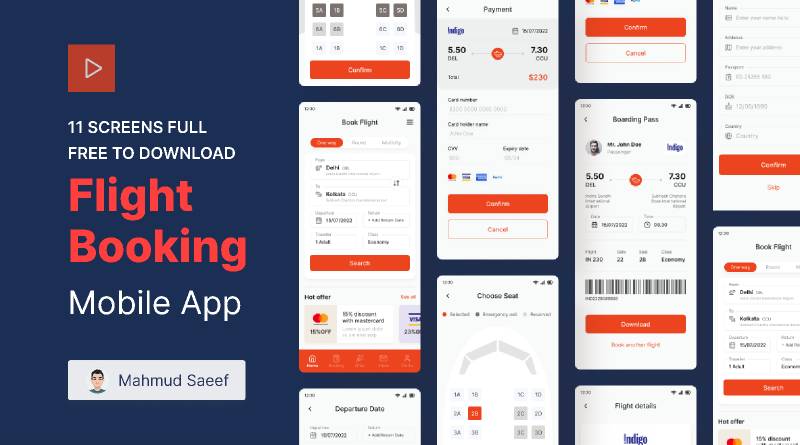 Flight Booking App UI Kits Figma Free Resource