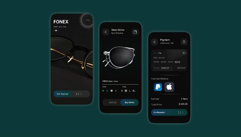 Fonex mens eyewear Figma App Template