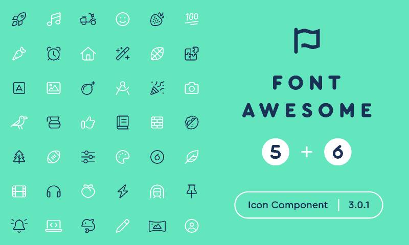 Font Awesome 5+6 Official Icon Component