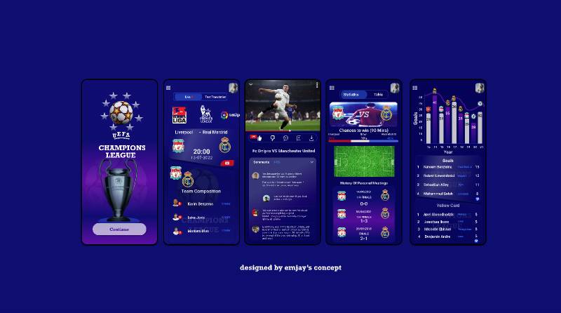 Fooball Viewing App Figma Mobile Template