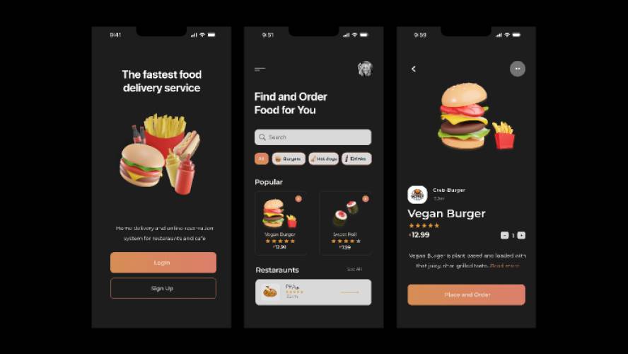 Food App Dark Mode Figma Mobile Template