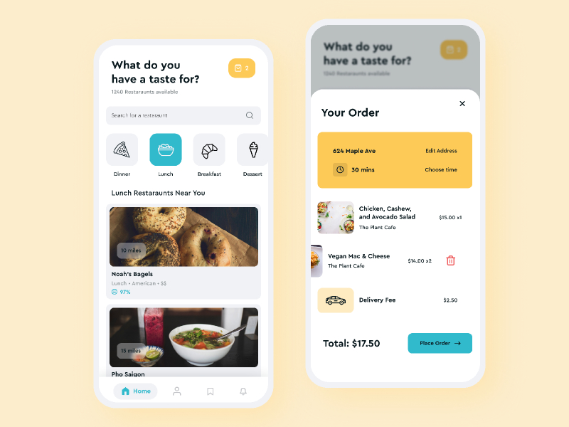 Food delivery app Ui kit figma