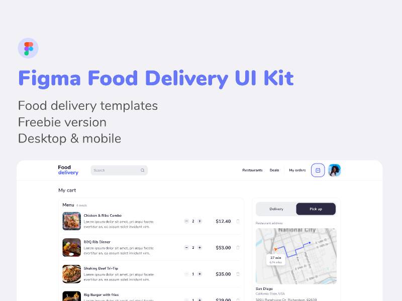 Food Delivery UI - Figma Ui Kit Free