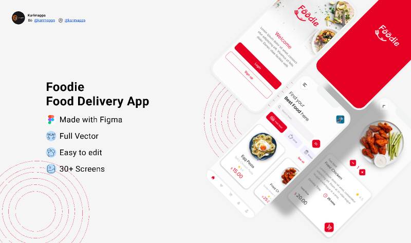 Foodie - Food Delivery app design Figma Template