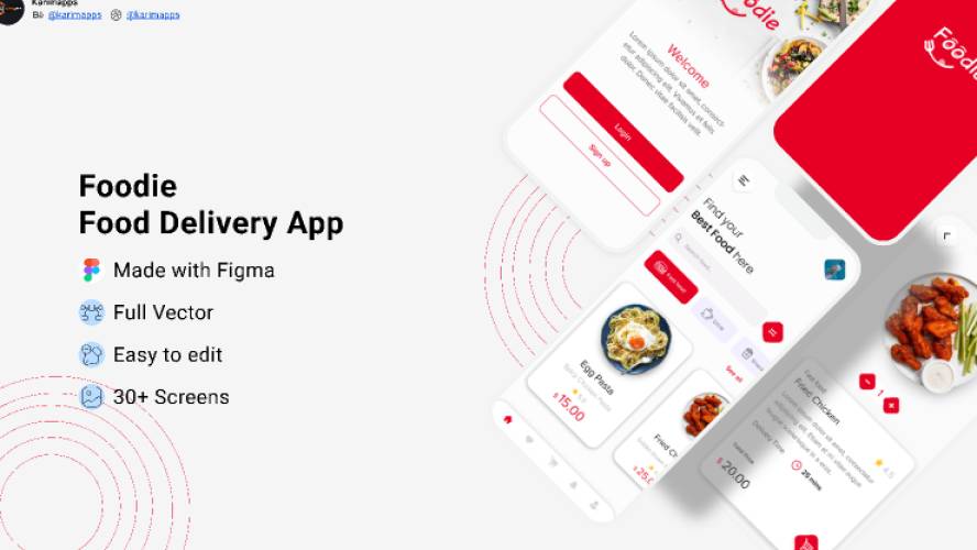 Foodie - Food Delivery app design Figma Template