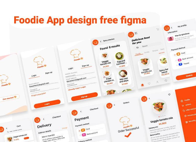 Foodie App design free figma