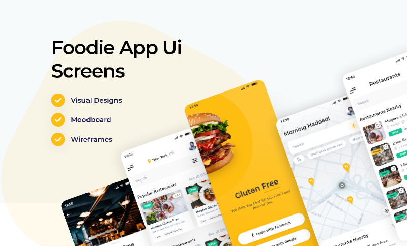 Foodie App UI Screens Figma Free Mobile Template