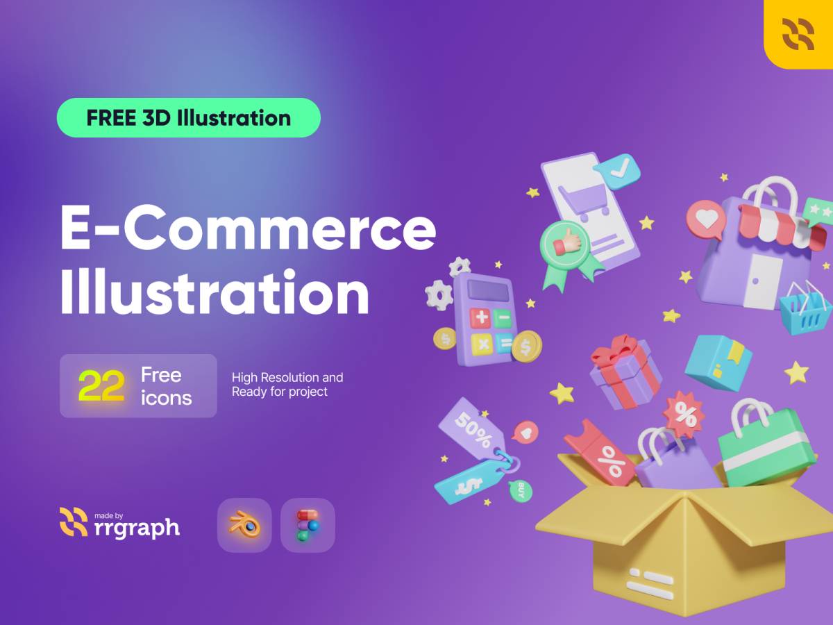 FREE 3D Design - eCommerce Illustration