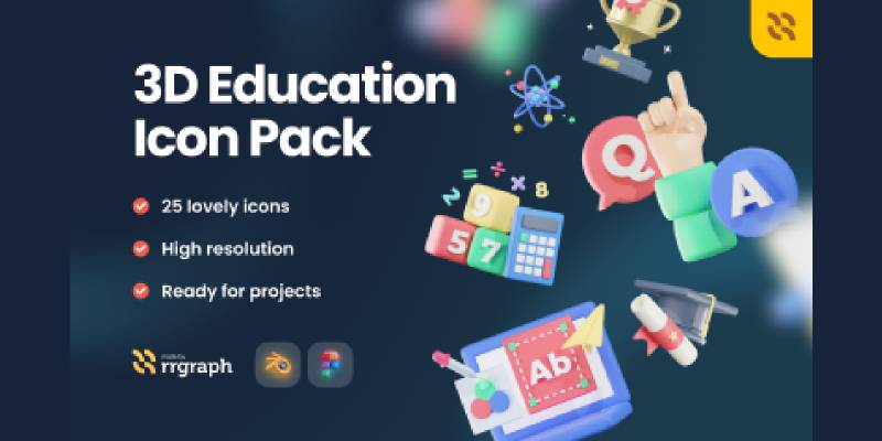 FREE 3D Education Icon Pack