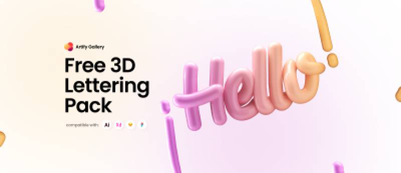 Free 3D Lettering Pack Figma Illustration