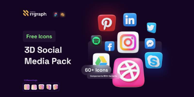 Free 3D Social Media Icon Figma Template