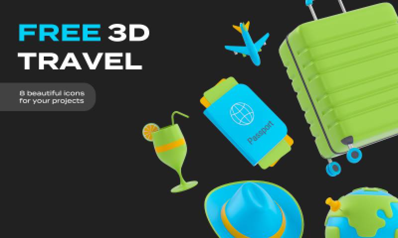 FREE 3D Travel Icons Figma Resource