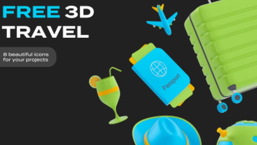 FREE 3D Travel Icons Figma Resource