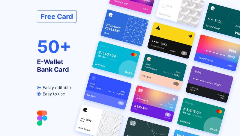 Free 50+ E Wallet Bank Card Figma Ui Kit
