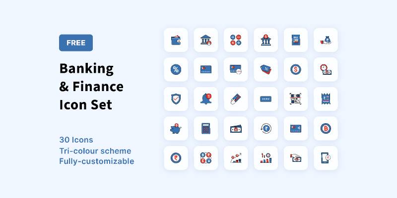 Free Banking and Finance Icon Set Figma Template