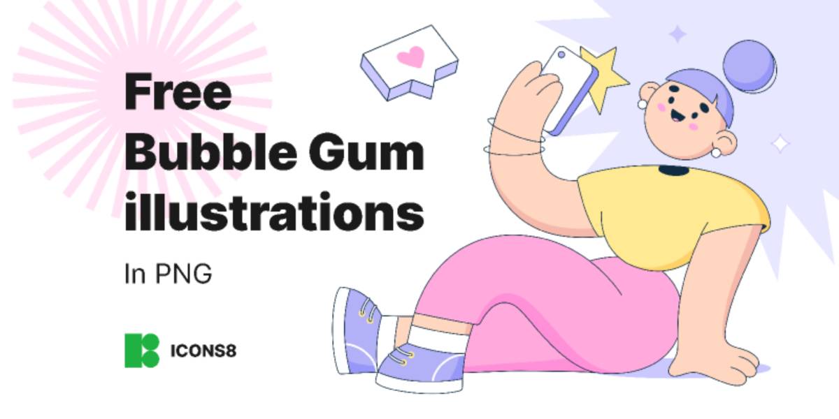 Free Bubble Gum illustrations in PNG Figma Template