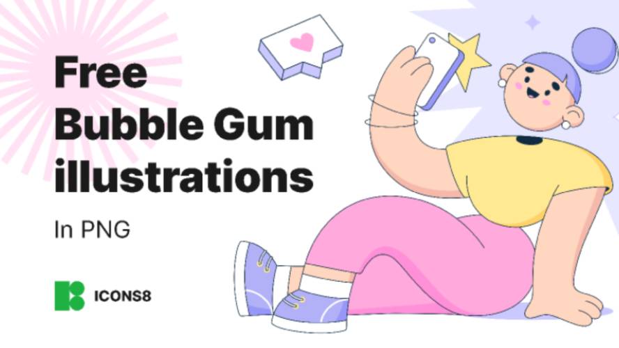 Free Bubble Gum illustrations in PNG Figma Template