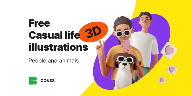 Free Casual life 3D illustrations Figma Template