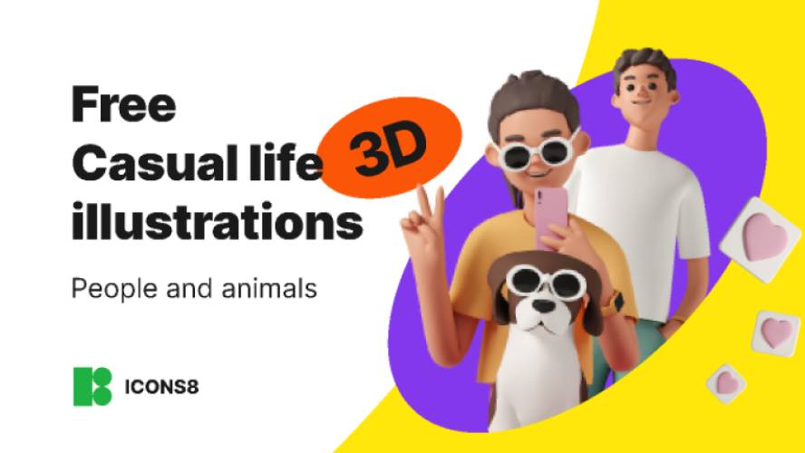 Free Casual life 3D illustrations Figma Template