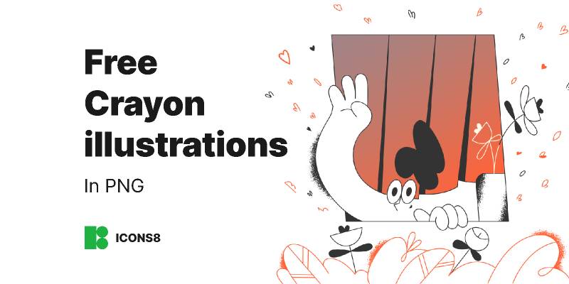 Free Crayon illustrations in PNG Figma Template
