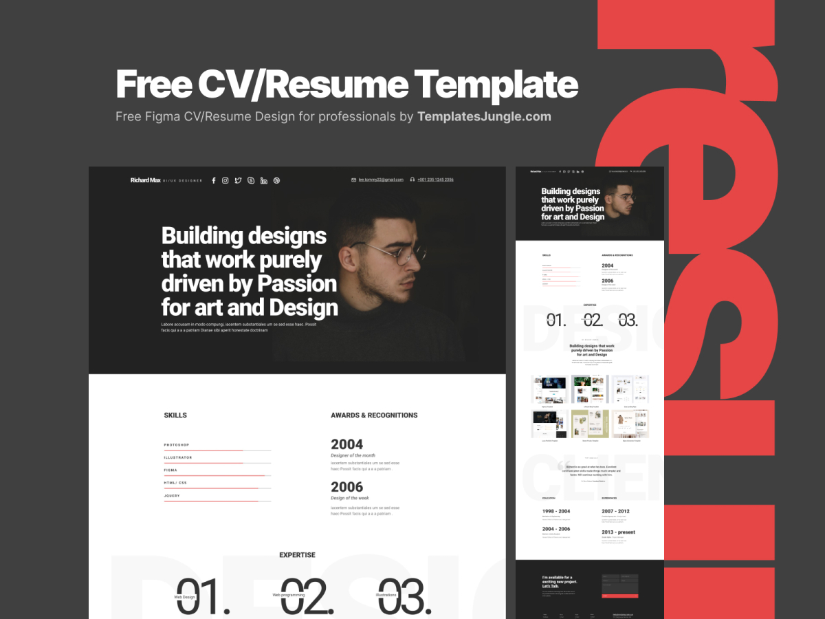 Free CV Resume Figma Design Template