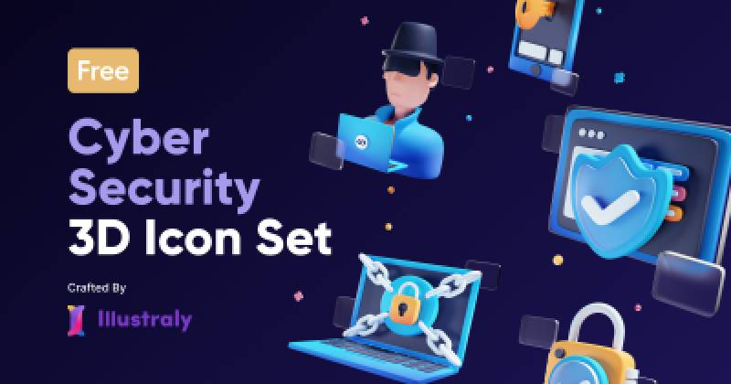 Free Cyber Security 3D Icon Set Figma Resource