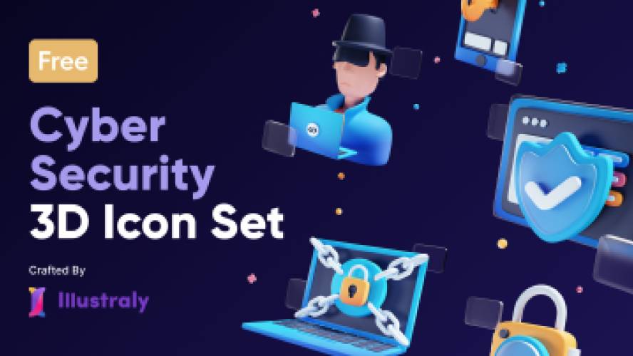 Free Cyber Security 3D Icon Set Figma Resource